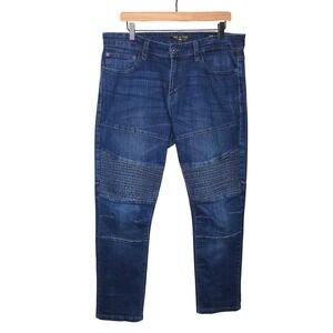 Ring of Fire Mens Slim Fit Moto‎ Jeans Dark Wash Size 34x30 Streetwear